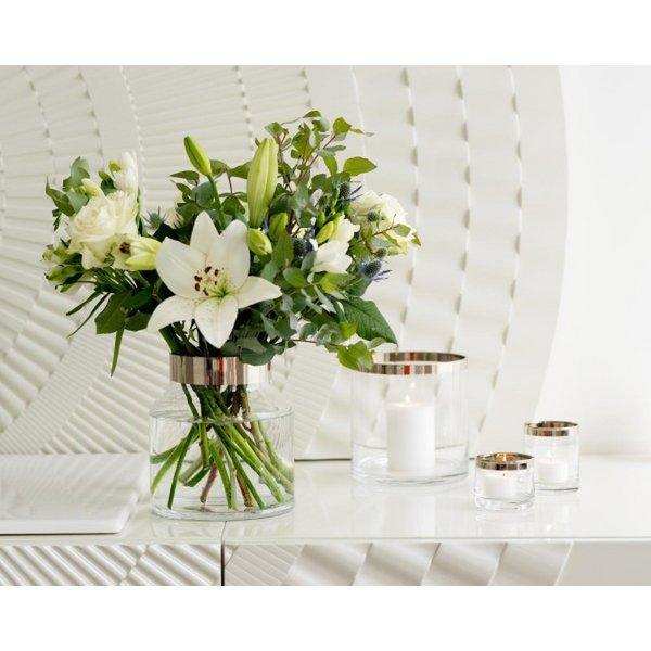 Vase Gabi, mundgeblasenes Kristallglas mit Platinrand - HomeDesign Knaus