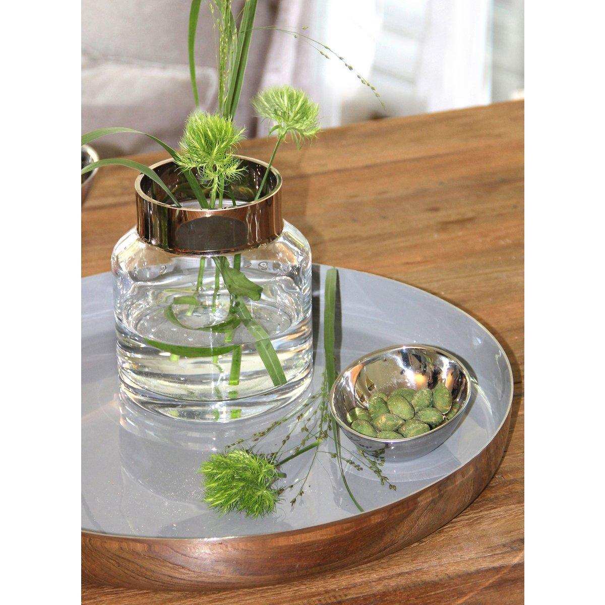 Vase Gabi, mundgeblasenes Kristallglas mit Platinrand - HomeDesign Knaus