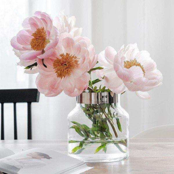 Vase Gabi, mundgeblasenes Kristallglas mit Platinrand - HomeDesign Knaus