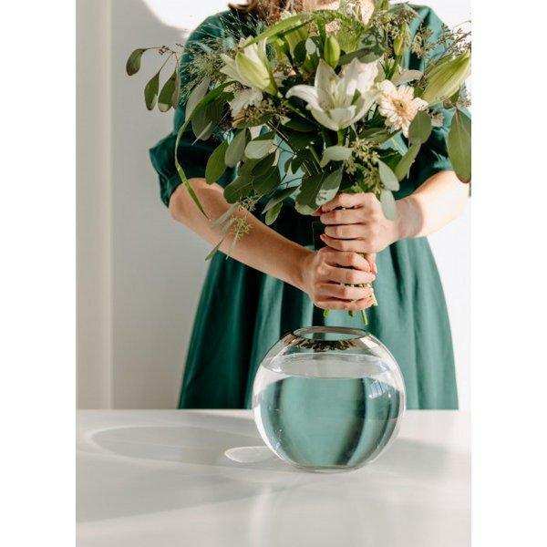Vase Kugelvase Mirinde mundgeblasenes Kristallglas mit Platinrand 20cm - HomeDesign Knaus