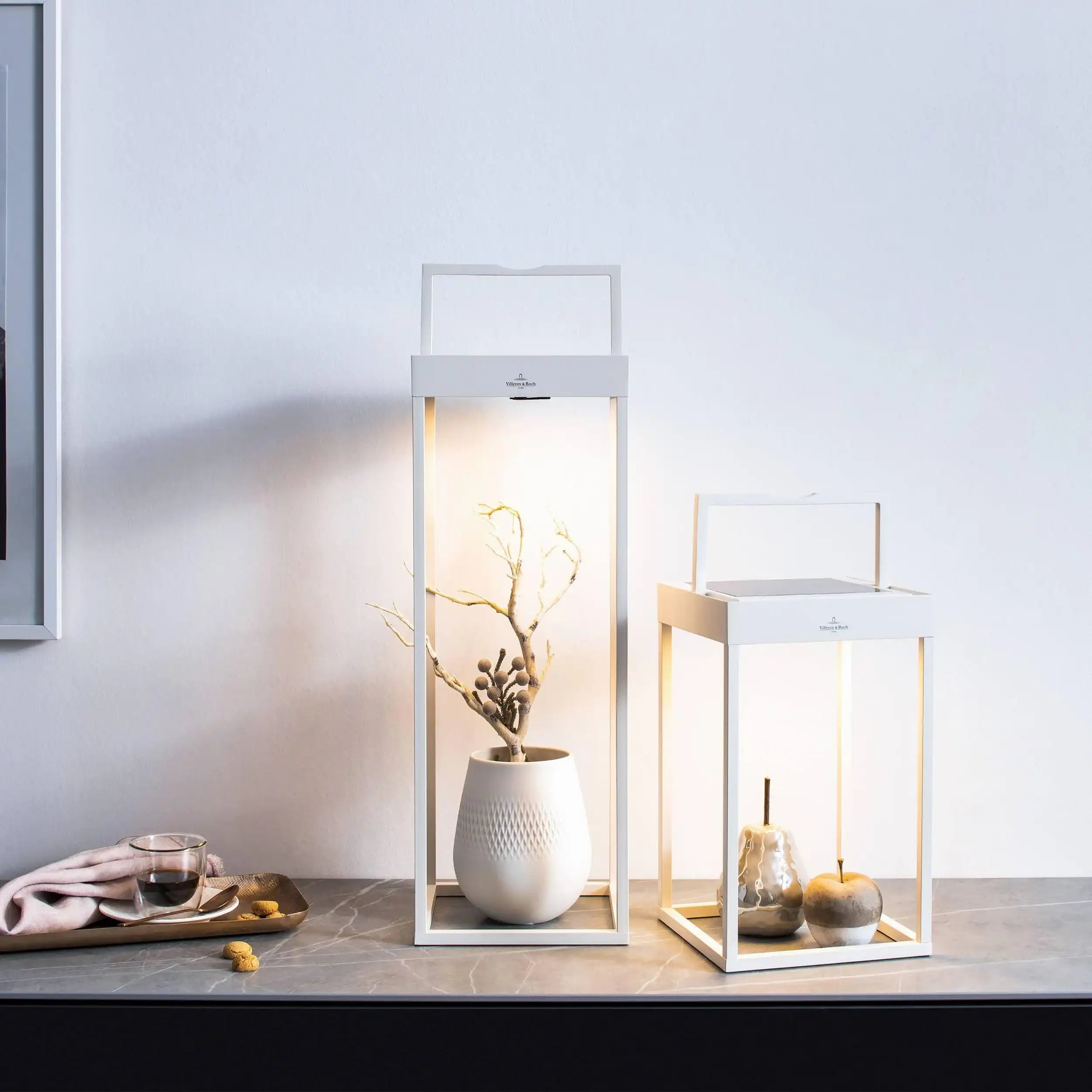 Villeroy & Boch LED Solar Laterne Windlicht Cannes Weiß verschiedene Größen - HomeDesign Knaus