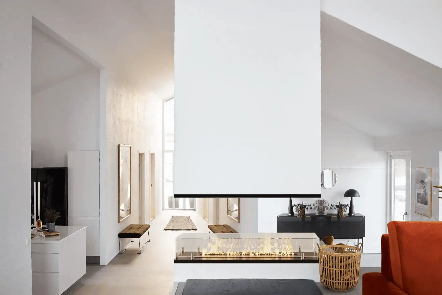 Vollpanorama Kamin 4-seitig Digitales Bio-EthanolEinbaukamin Wandkamin W-Lan - HomeDesign Knaus