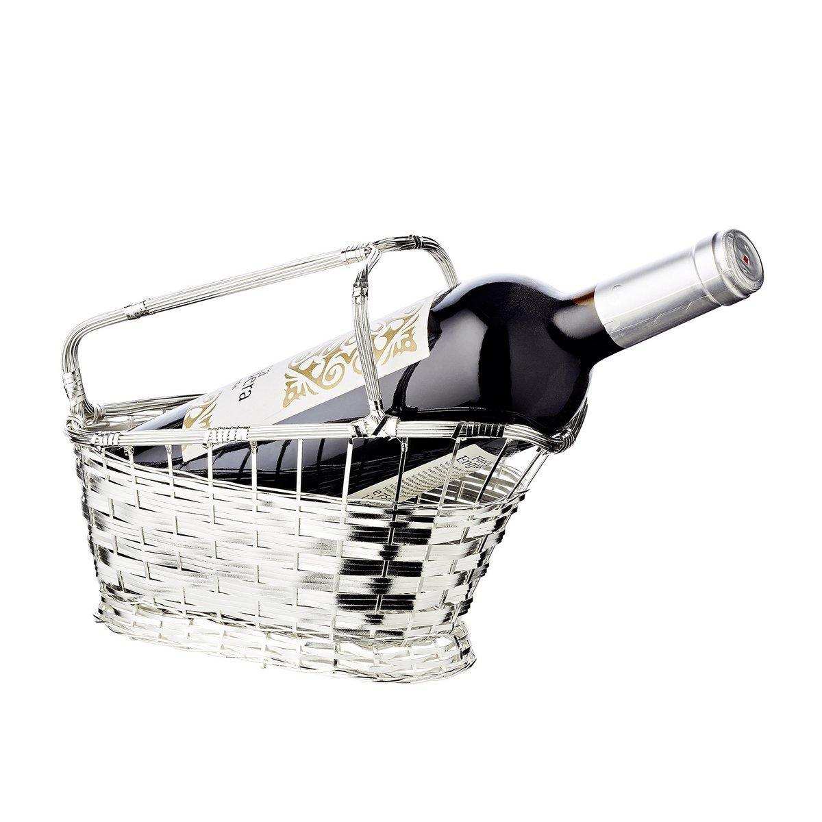 Weinkorb Rotweinkorb Basket, edel versilbert, anlaufgeschützt, Länge 24 cm - HomeDesign Knaus