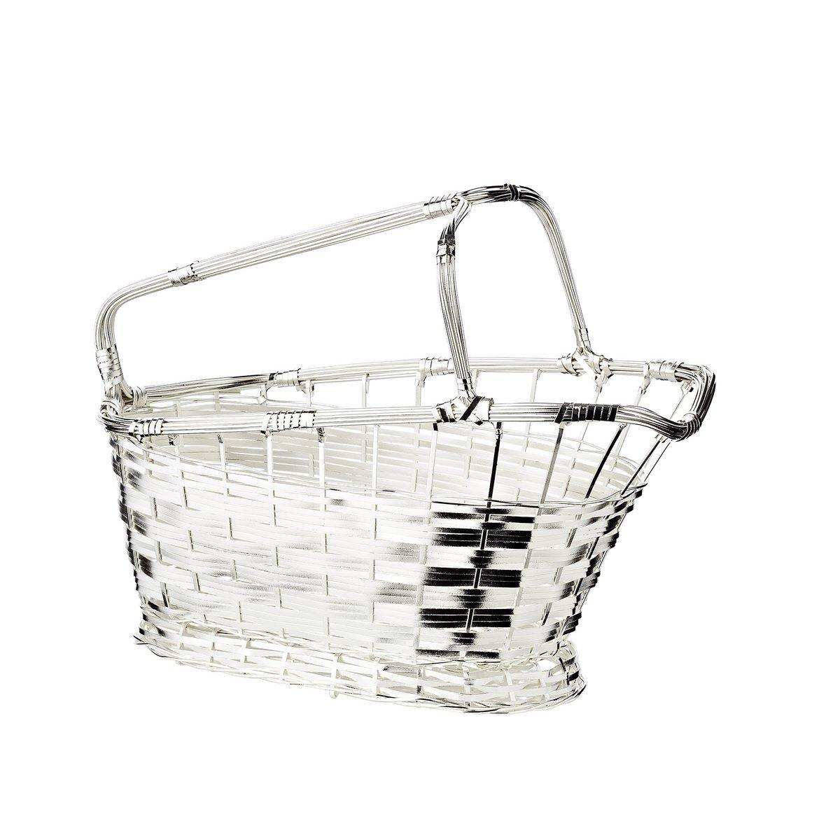 Weinkorb Rotweinkorb Basket, edel versilbert, anlaufgeschützt, Länge 24 cm - HomeDesign Knaus