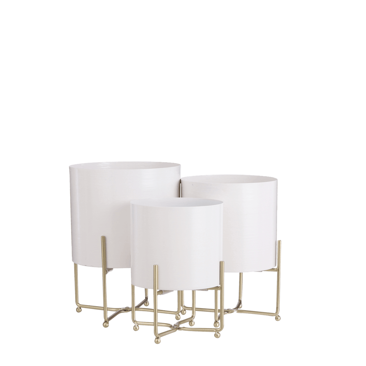 Widder-Blumentopf auf Ständer – 3er-Set – H32 x Ø24 cm – Weiß - HomeDesign Knaus