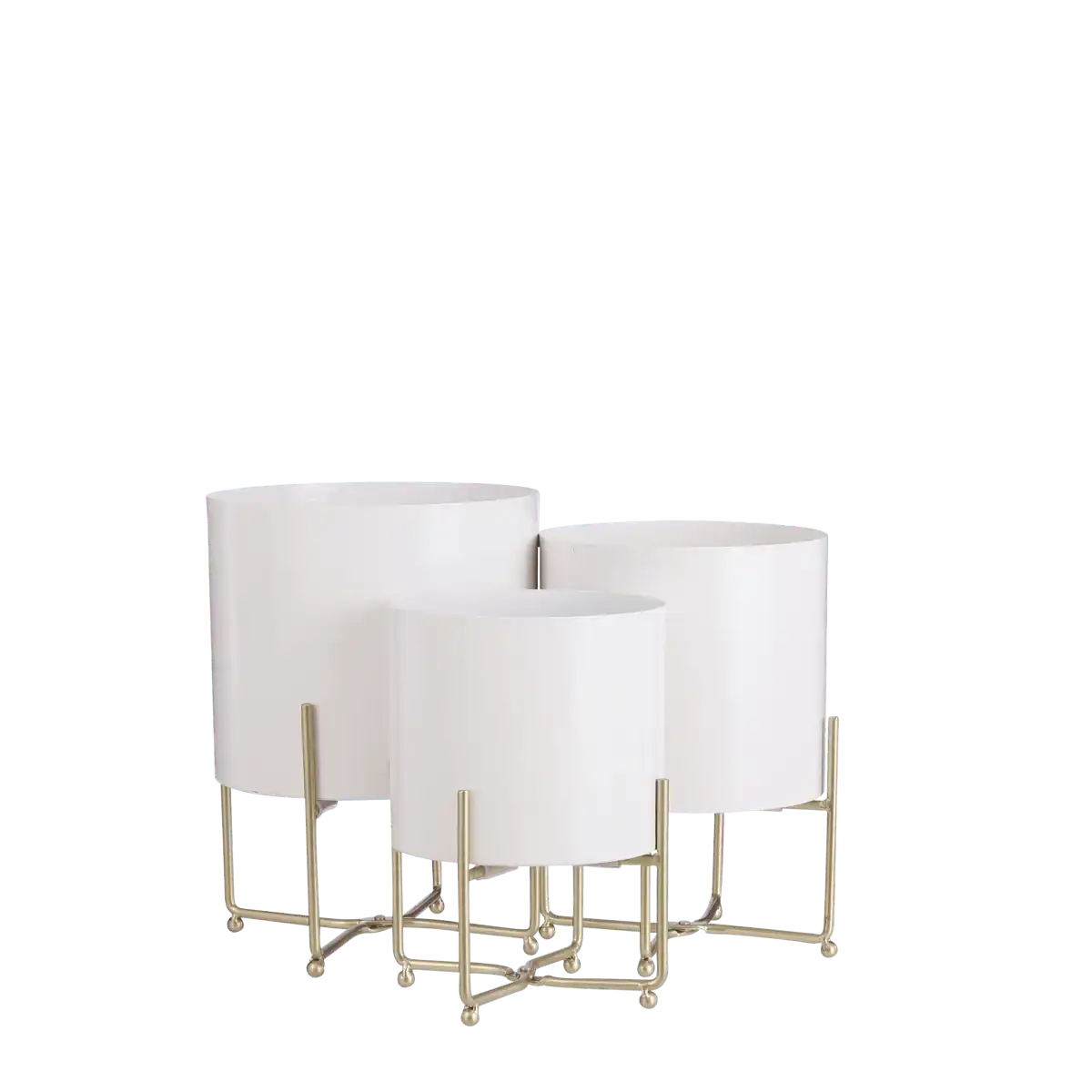 Widder-Blumentopf auf Ständer – 3er-Set – H32 x Ø24 cm – Weiß - HomeDesign Knaus