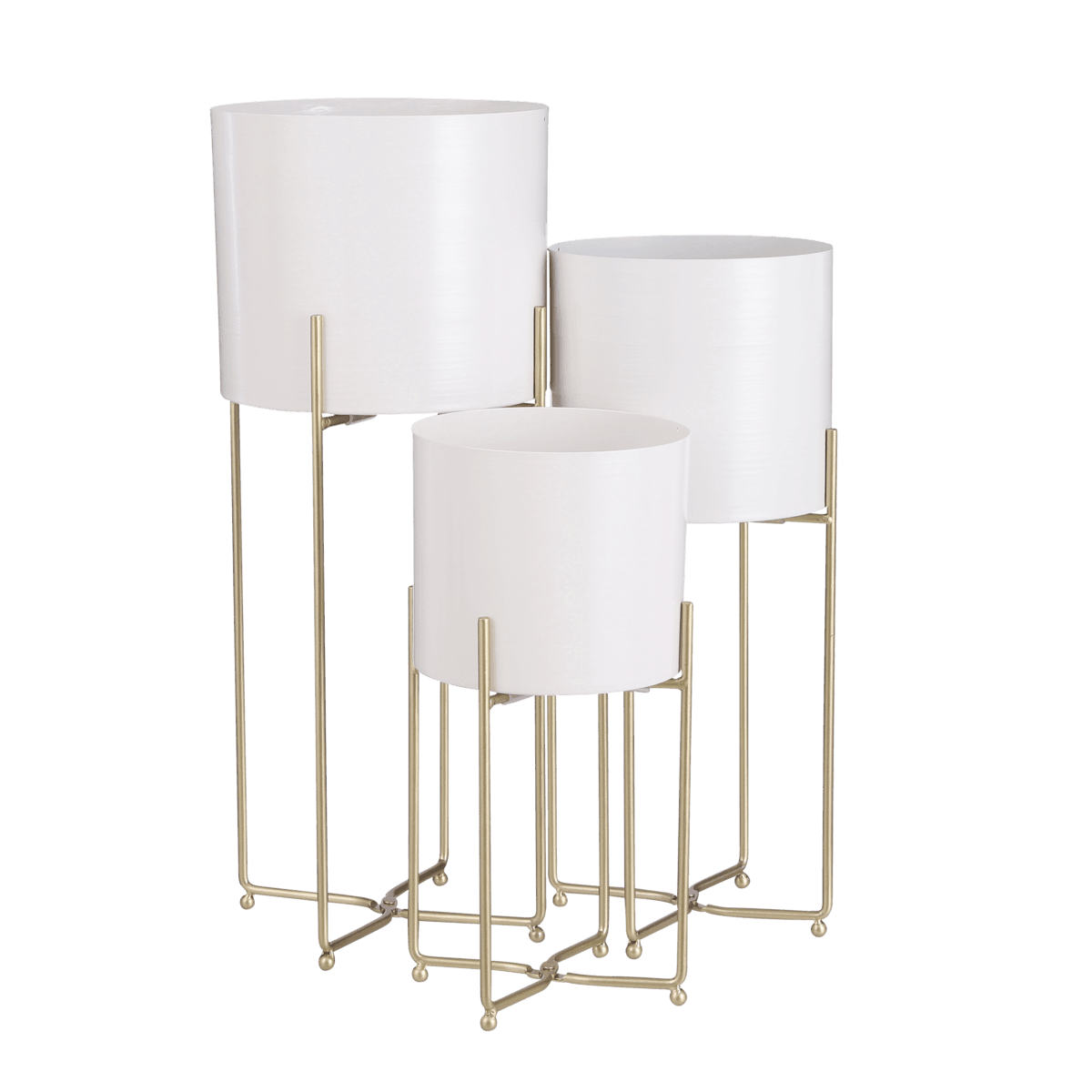 Widder-Blumentopf auf Ständer – 3er-Set – H58 x Ø24 cm – Weiß - HomeDesign Knaus