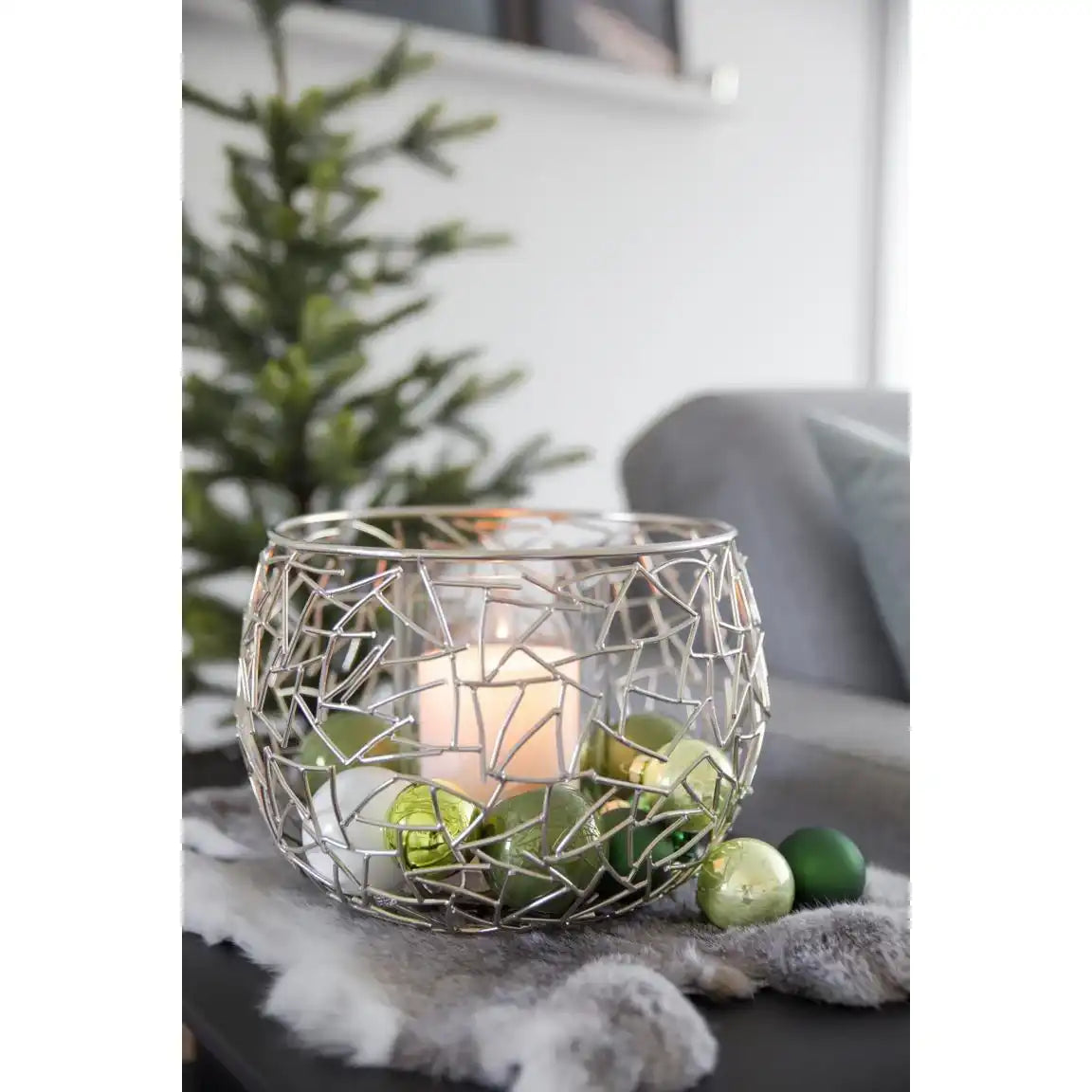 Windlicht Milano Edelstahl glänzend vernickelt mit Glas - HomeDesign Knaus