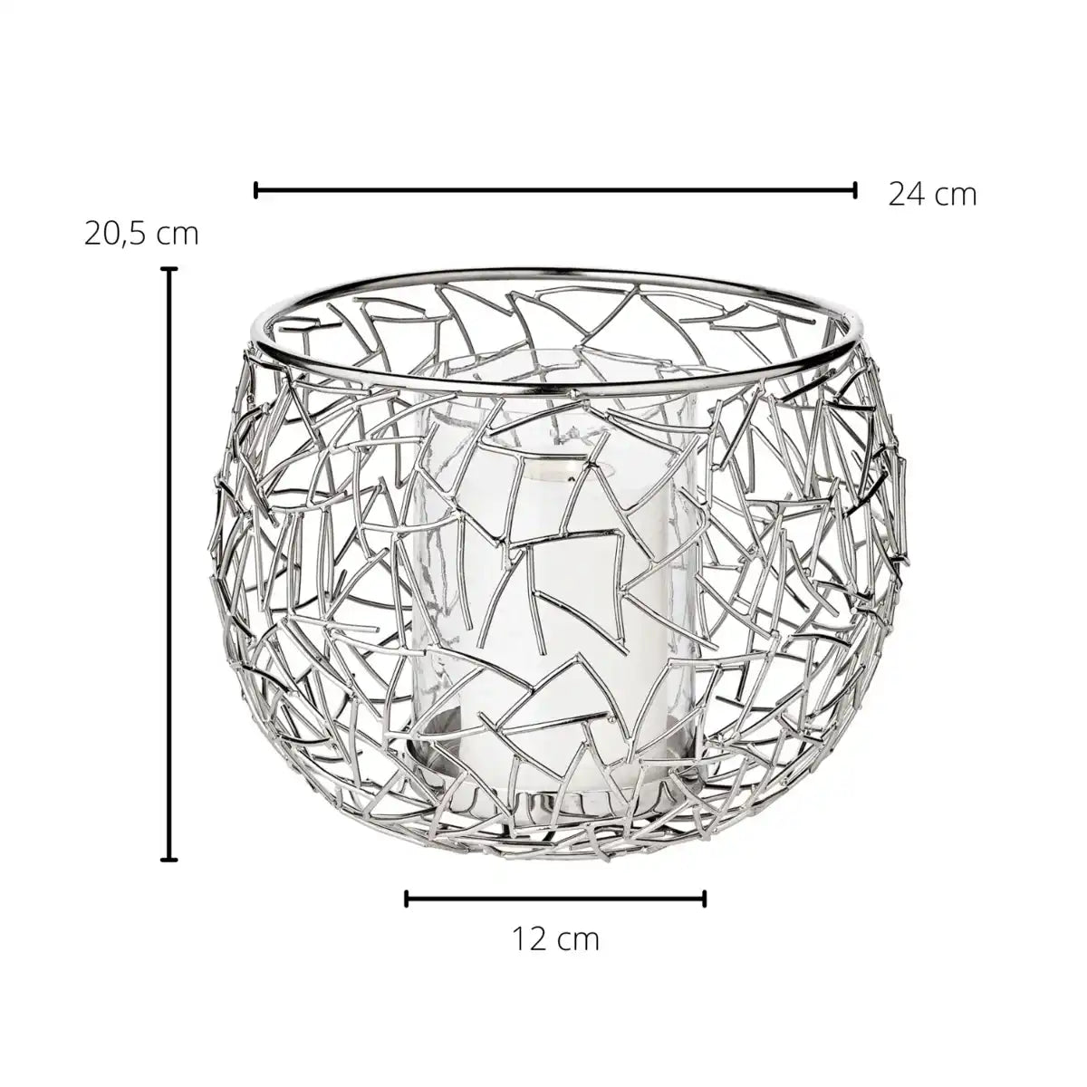 Windlicht Milano Edelstahl glänzend vernickelt mit Glas - HomeDesign Knaus