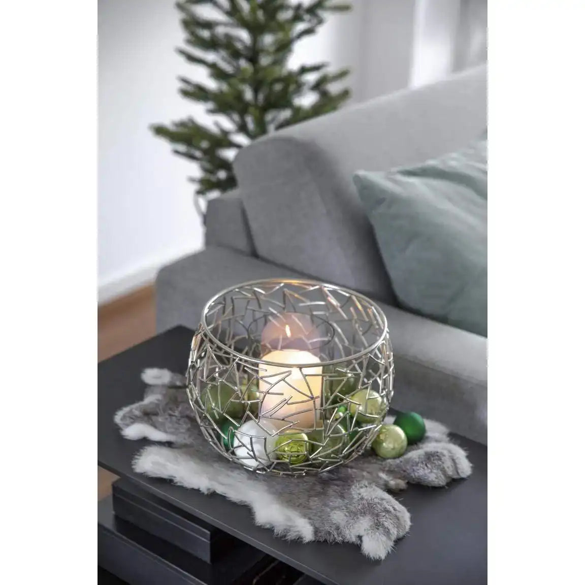 Windlicht Milano Edelstahl glänzend vernickelt mit Glas - HomeDesign Knaus