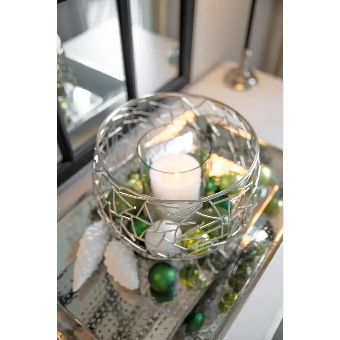 Windlicht Milano Edelstahl glänzend vernickelt mit Glas - HomeDesign Knaus