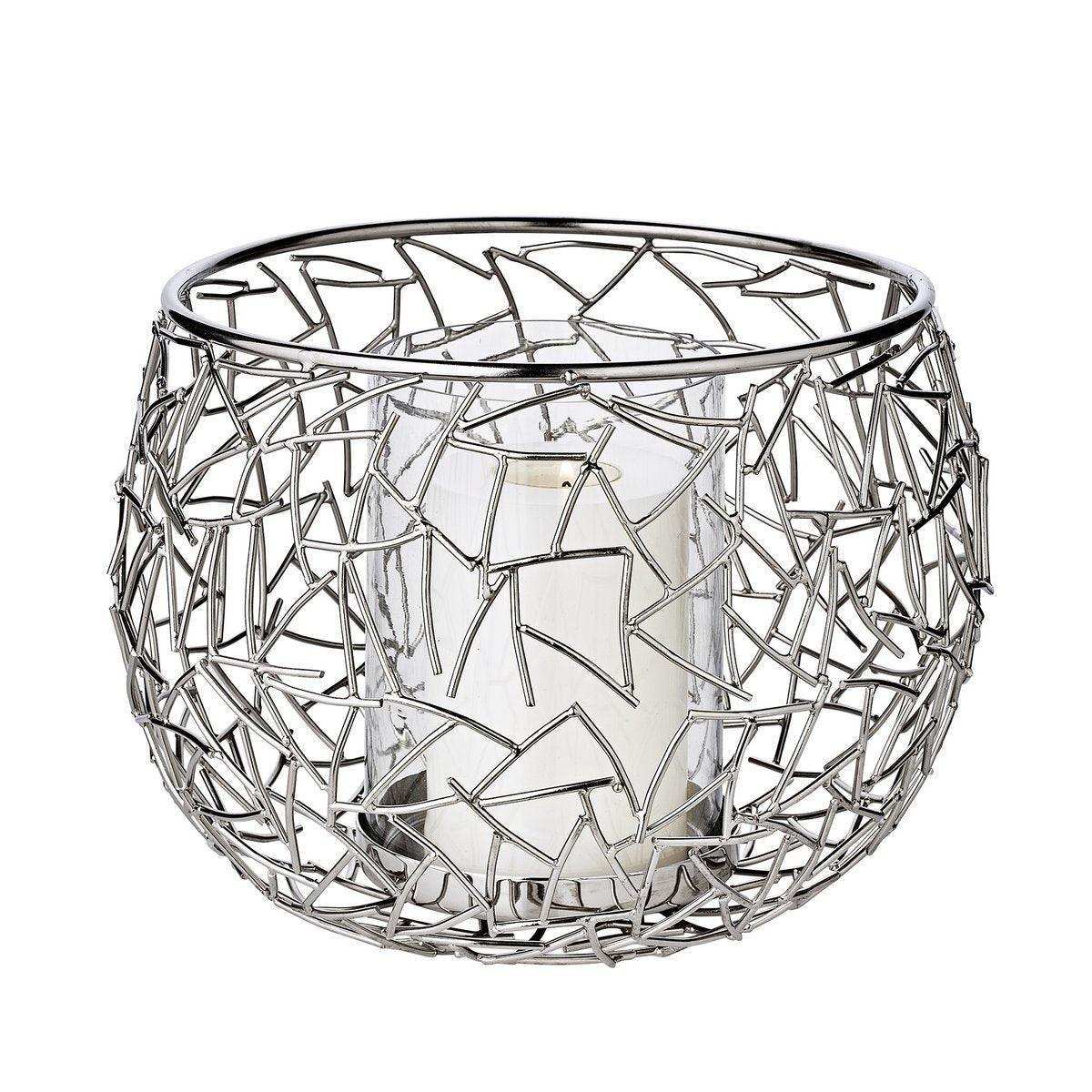 Windlicht Milano Edelstahl glänzend vernickelt mit Glas - HomeDesign Knaus