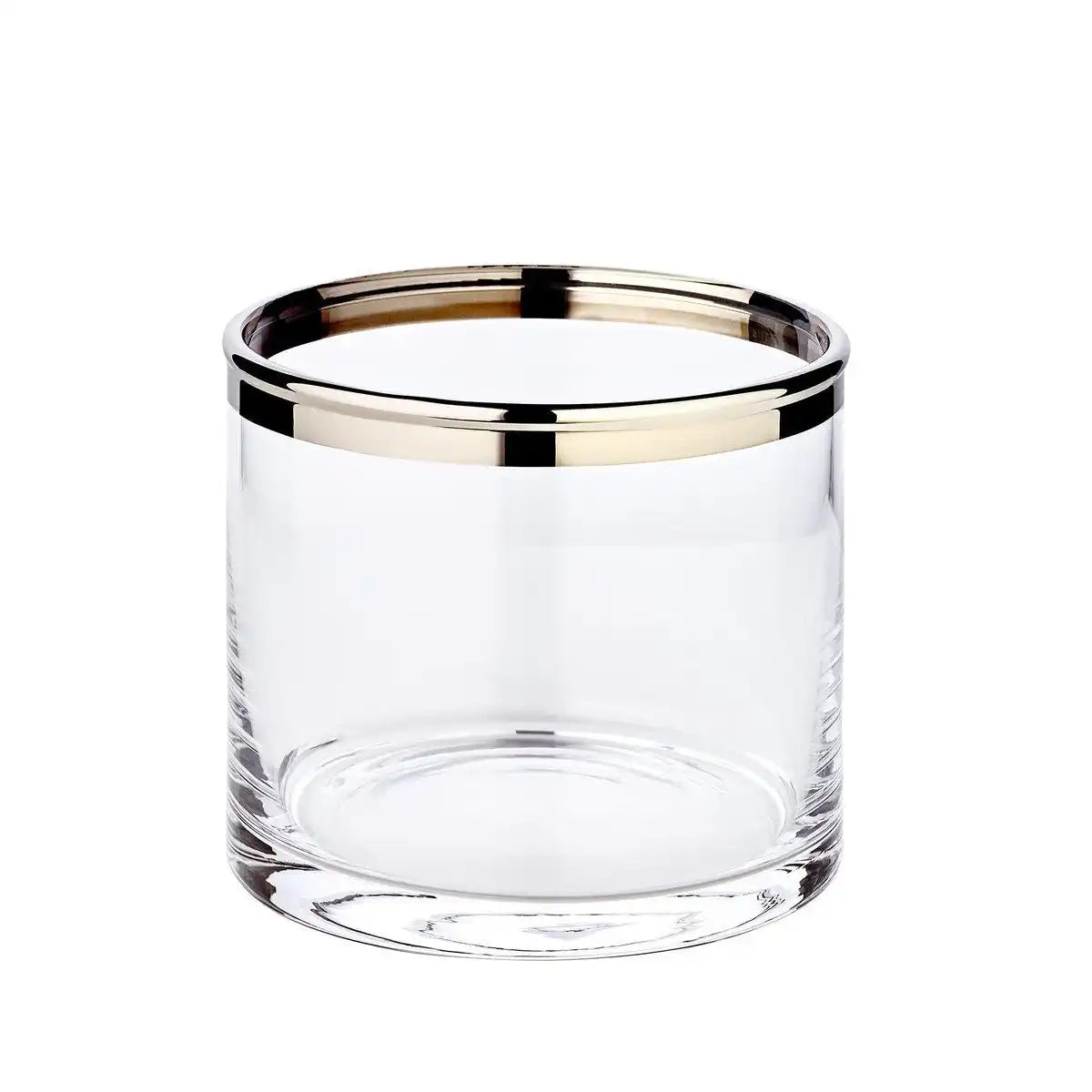 Windlicht Molly mundgeblasenes Kristallglas mit Platinrand, Höhe 10 cm, Durchmesser 11,5 cm - HomeDesign Knaus