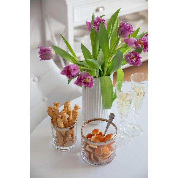 Windlicht Molly, mundgeblasenes Kristallglas mit Platinrand, Höhe 10 cm, Durchmesser 8,5 cm - HomeDesign Knaus