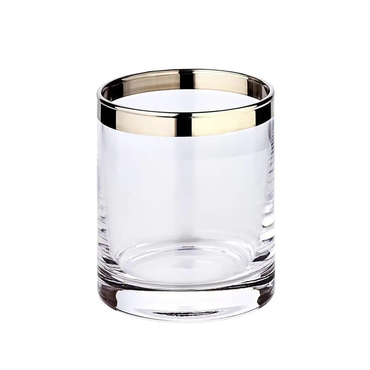 Windlicht Molly, mundgeblasenes Kristallglas mit Platinrand, Höhe 10 cm, Durchmesser 8,5 cm - HomeDesign Knaus