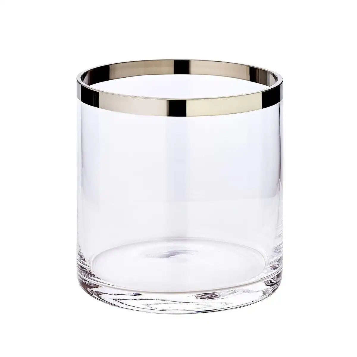 Windlicht Molly, mundgeblasenes Kristallglas mit Platinrand, Höhe 15 cm, Durchmesser 15 cm - HomeDesign Knaus