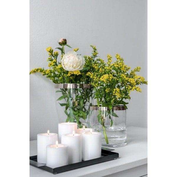 Windlicht Molly, mundgeblasenes Kristallglas mit Platinrand, Höhe 15 cm, Durchmesser 15 cm - HomeDesign Knaus