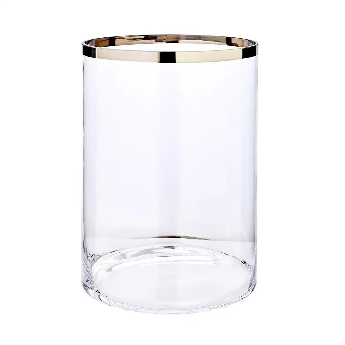 Windlicht Molly, mundgeblasenes Kristallglas mit Platinrand, Höhe 39 cm, Durchmesser 29 cm - HomeDesign Knaus