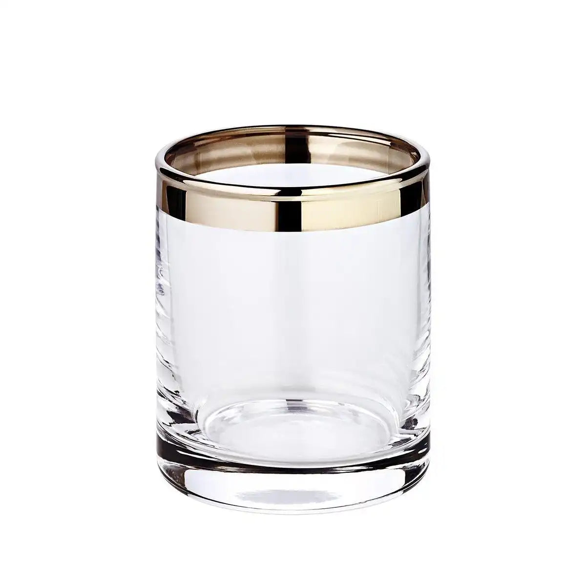 Windlicht Molly, mundgeblasenes Kristallglas mit Platinrand, Höhe 8 cm, Durchmesser 7 cm - HomeDesign Knaus