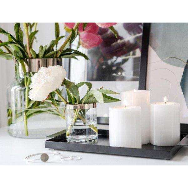 Windlicht Molly, mundgeblasenes Kristallglas mit Platinrand, Höhe 8 cm, Durchmesser 7 cm - HomeDesign Knaus