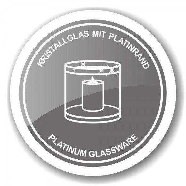 Windlicht Molly, mundgeblasenes Kristallglas mit Platinrand, Höhe 8 cm, Durchmesser 7 cm - HomeDesign Knaus