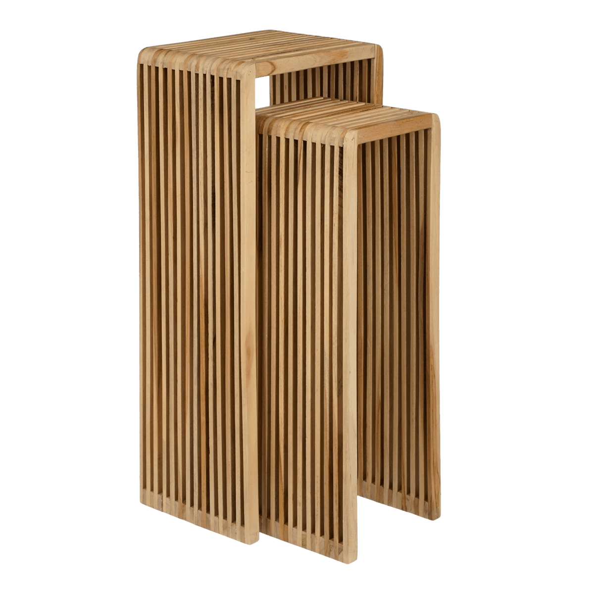 Yonker Pflanzentisch – 2er-Set – L35 x B25 x H80 cm – recyceltes Holz – Braun - HomeDesign Knaus