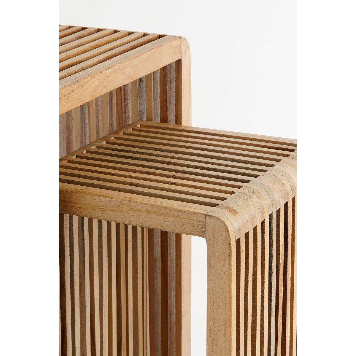 Yonker Pflanzentisch – 2er-Set – L35 x B25 x H80 cm – recyceltes Holz – Braun - HomeDesign Knaus