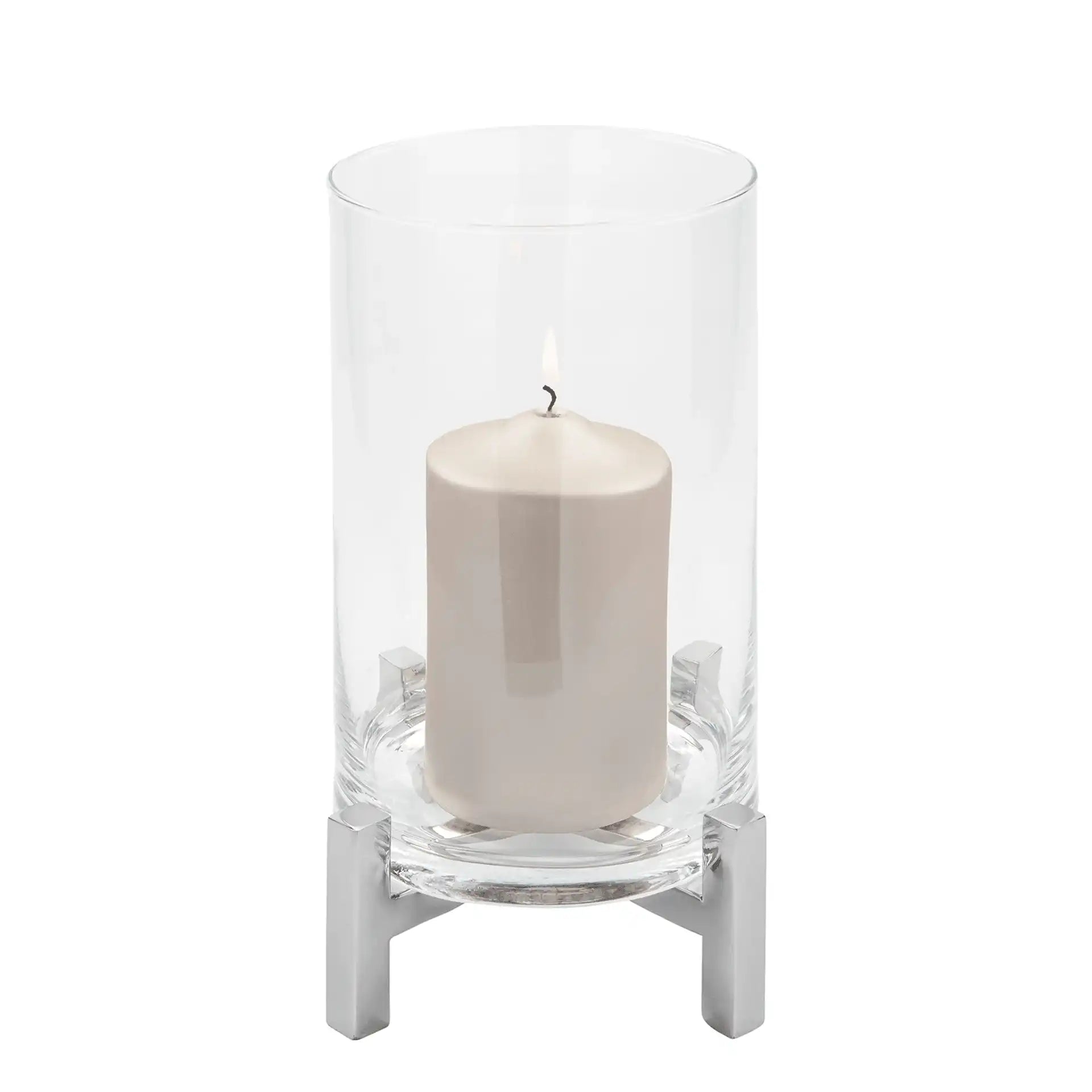 Yono Kerzenhalter Windlicht mit Glas Unikat Chrom Handarbeit - HomeDesign Knaus