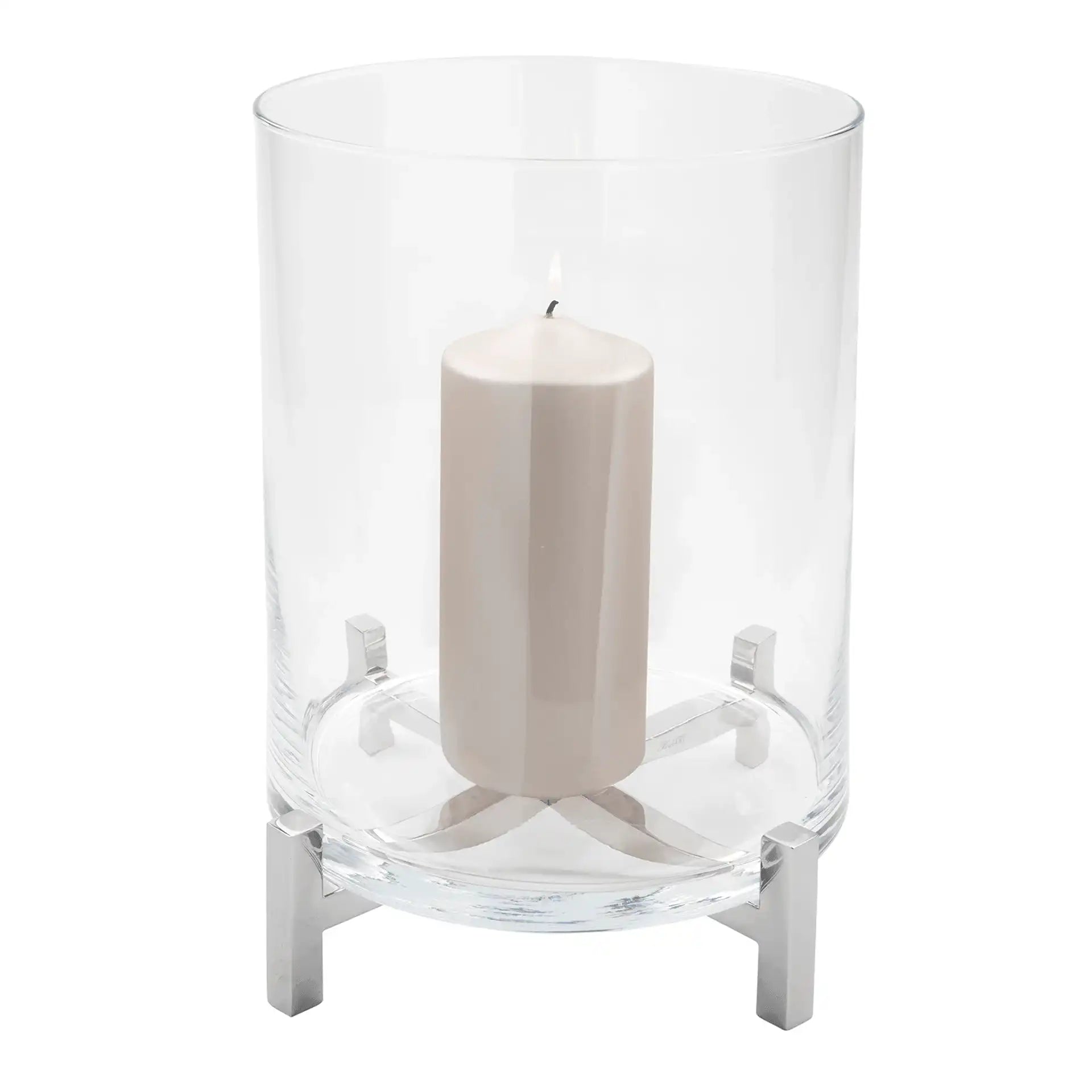 Yono Kerzenhalter Windlicht mit Glas Unikat Chrom Handarbeit - HomeDesign Knaus