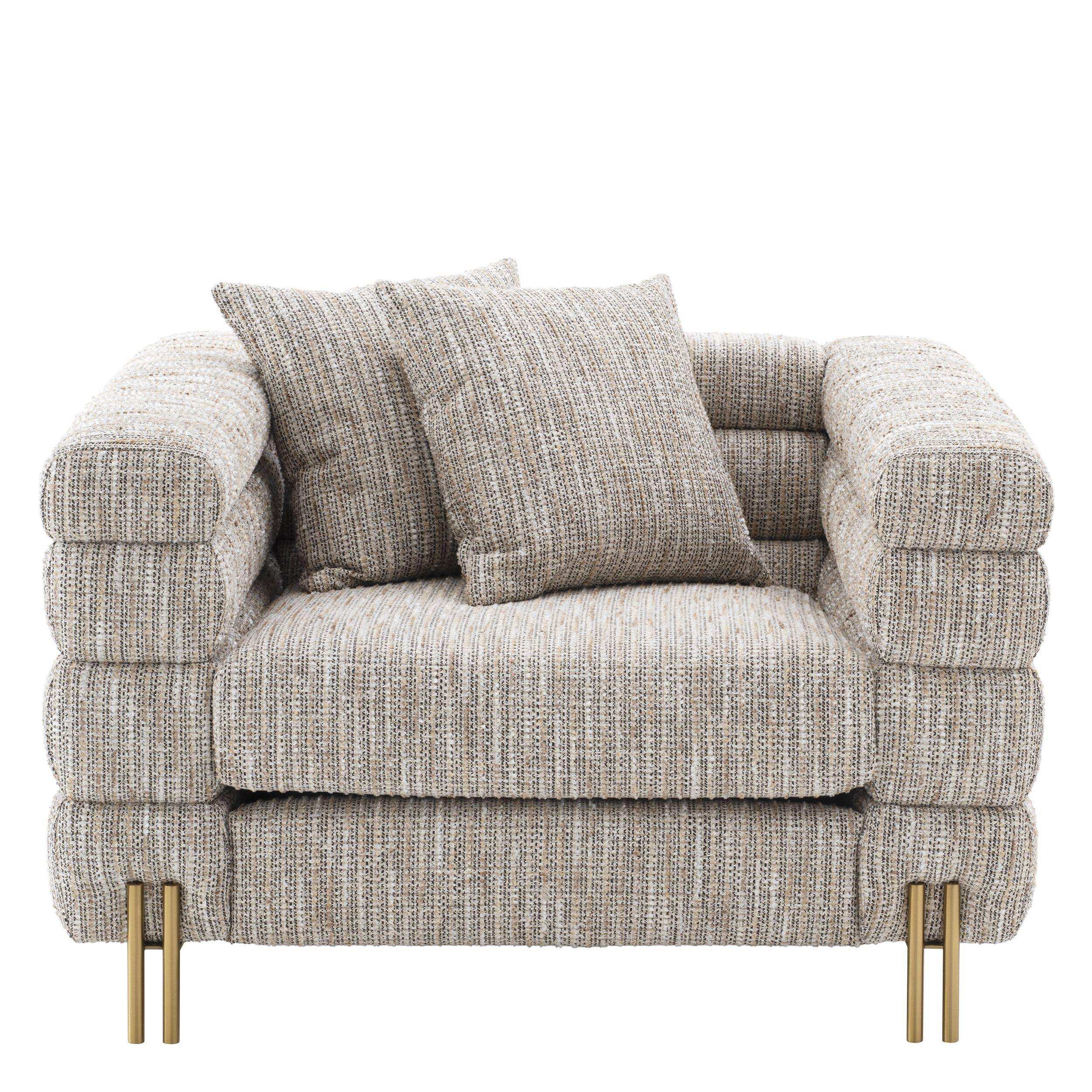 York Sessel Lounge Beige Beine gebürstetem Messing - HomeDesign Knaus