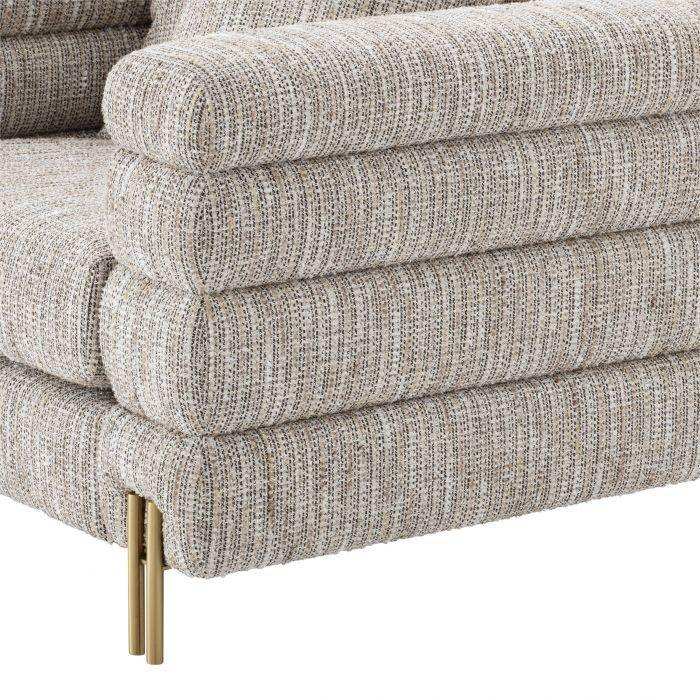 York Sessel Lounge Beige Beine gebürstetem Messing - HomeDesign Knaus