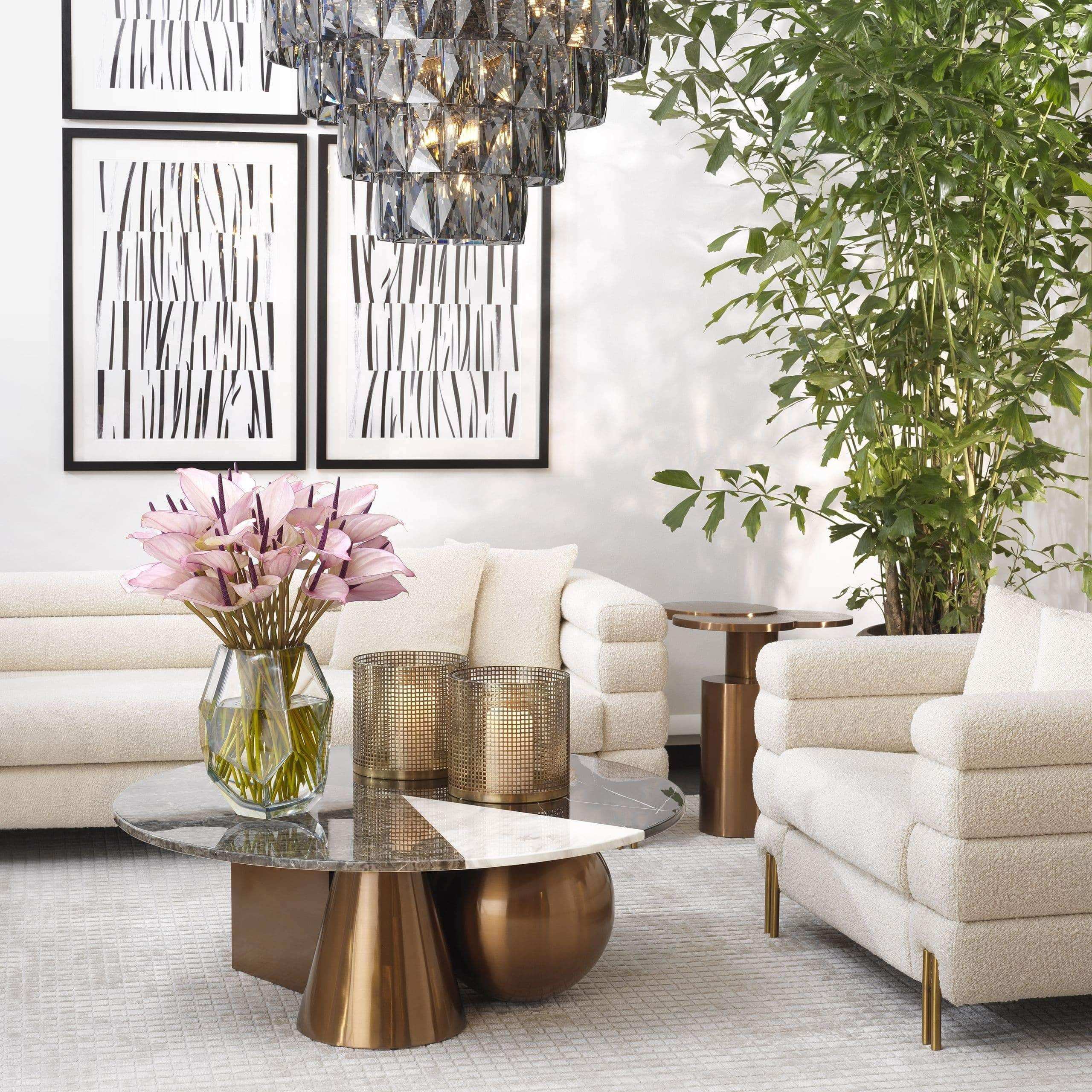 York Sessel Lounge Creme Beine gebürstetem Messing - HomeDesign Knaus