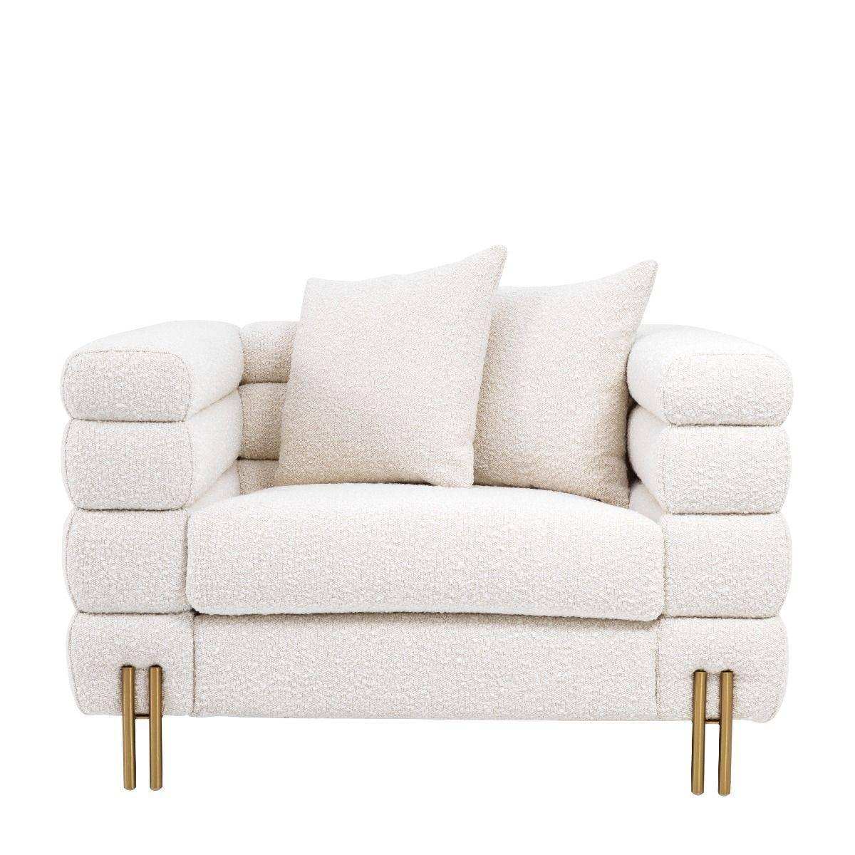 York Sessel Lounge Creme Beine gebürstetem Messing - HomeDesign Knaus