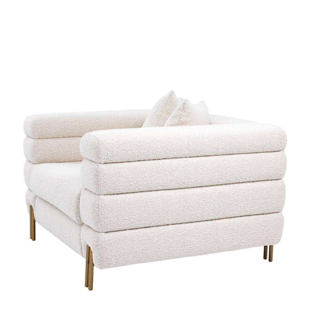 York Sessel Lounge Creme Beine gebürstetem Messing - HomeDesign Knaus