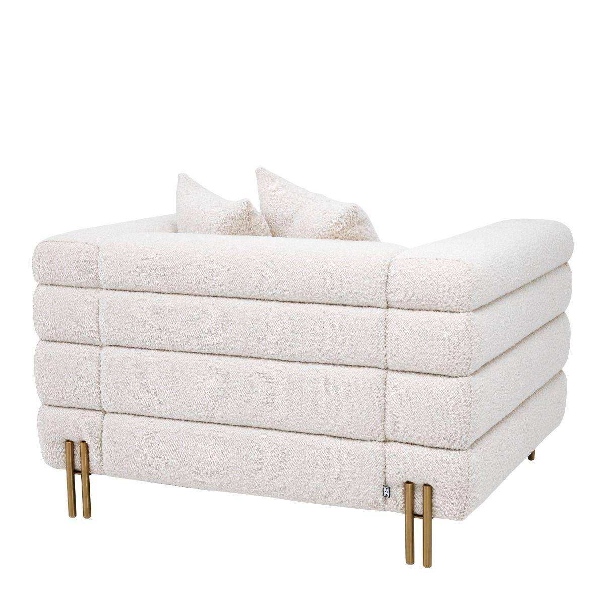 York Sessel Lounge Creme Beine gebürstetem Messing - HomeDesign Knaus