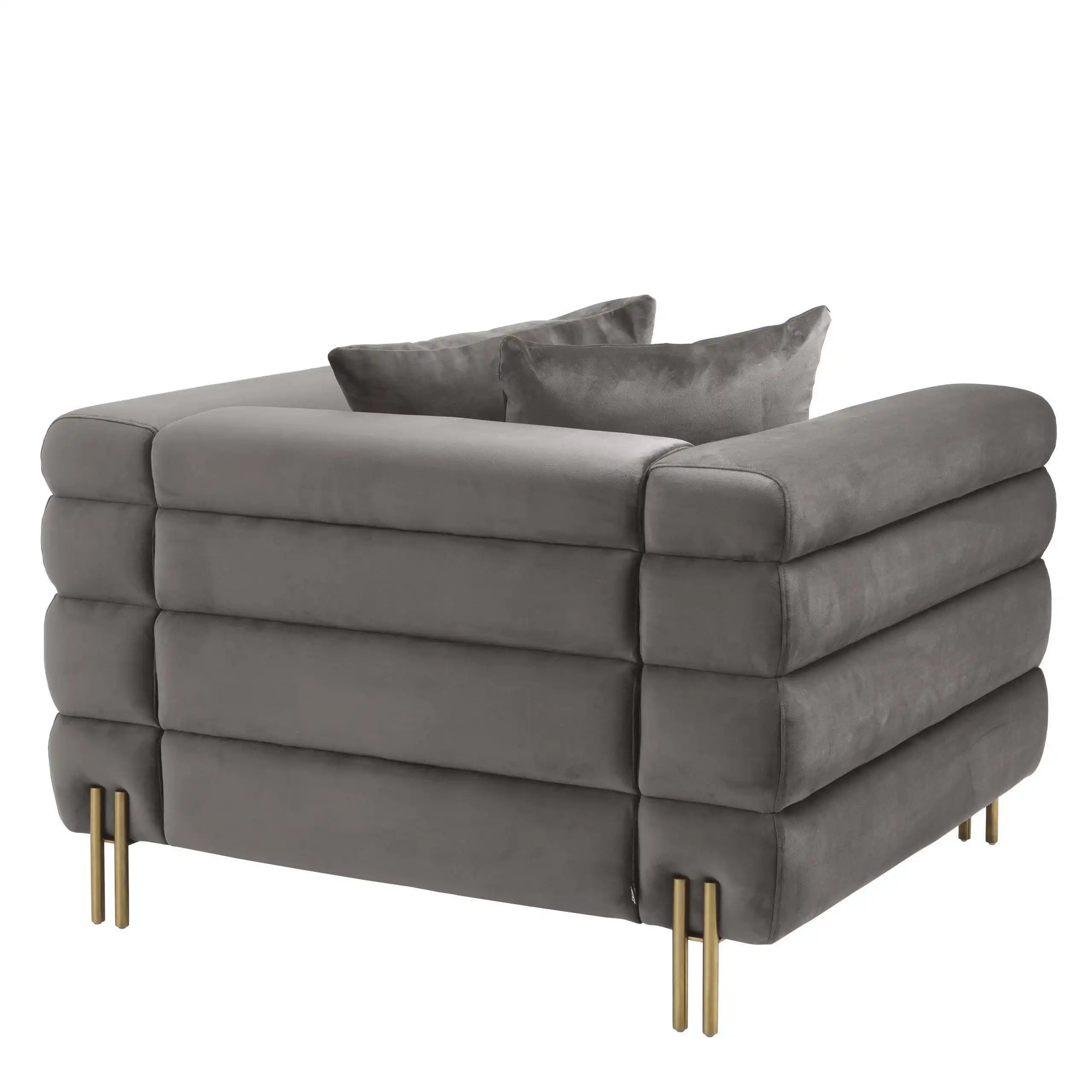 York Sessel Savonagrauer Samt gebürstetem Messing Loungessel - HomeDesign Knaus