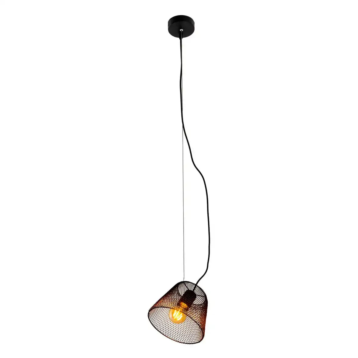 Pendelleuchte "KORIE", Pendellampe aus Metall in Schwarz, mit E27-Fassung, Ø20cm, für Wohnbereich und Büro.