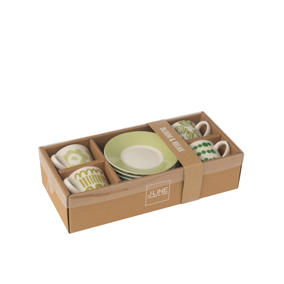 J-Line Tasche + Untertasse Box - Keramik - Grün - S