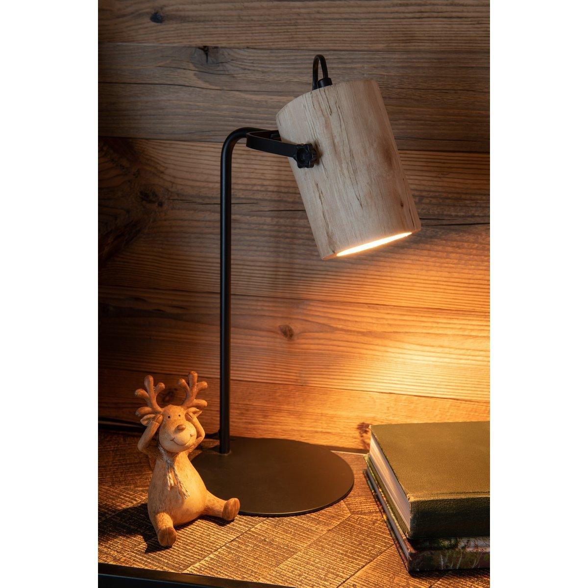 J-Line Silas Berangen Schreibtischlampe – Holz – Natur