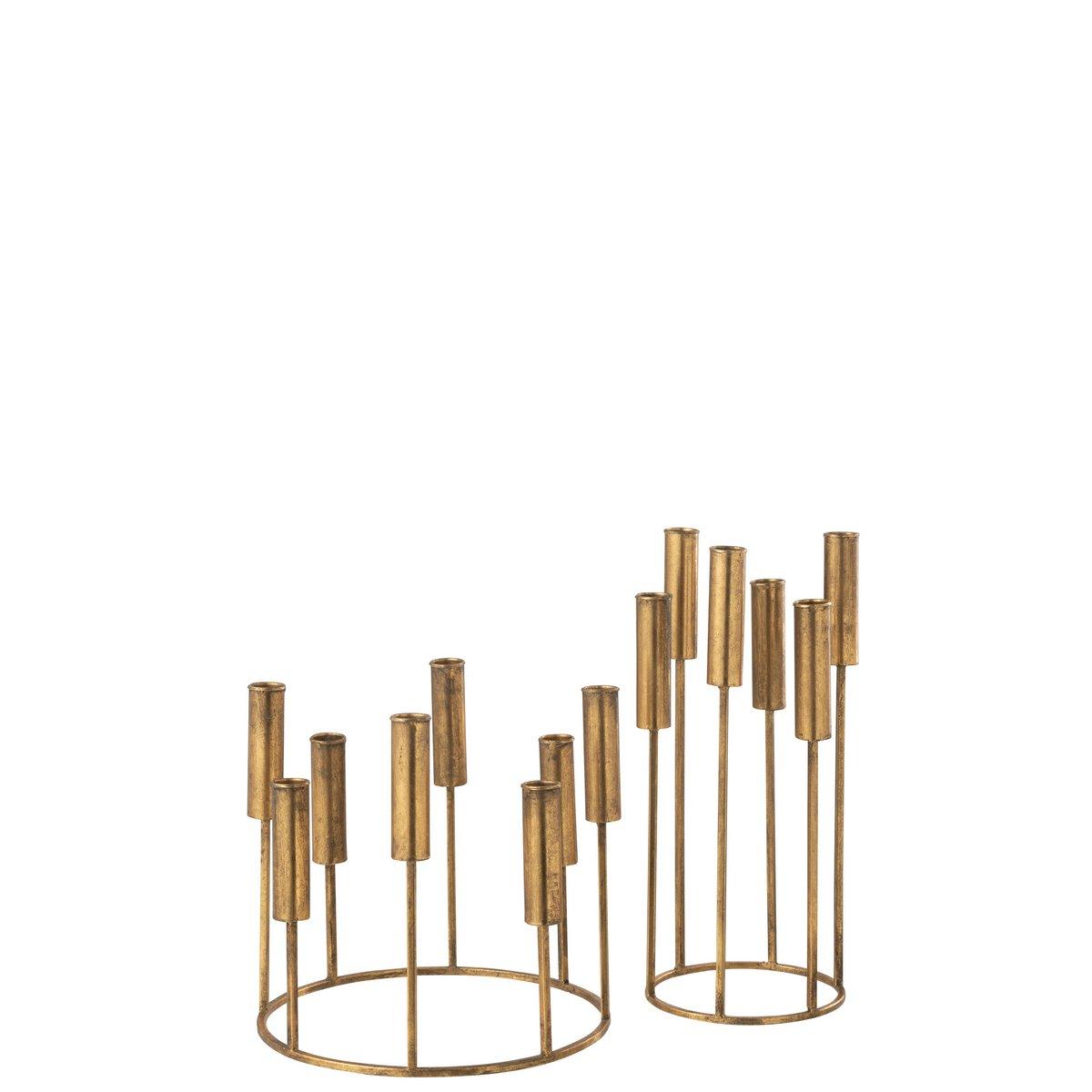 J-Line Set mit 2 Kerzenhaltern Pierre Iron Gold