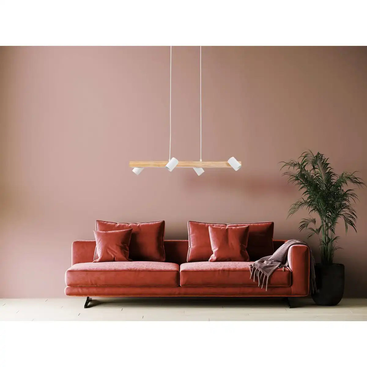 4er Pendelleuchte "FRIDA" weiß, Hängelampe, Metall, weiß, GU10, Pendellampe für Esszimmer, Wohnzimmer, Diele oder Büro, 80 cm lang