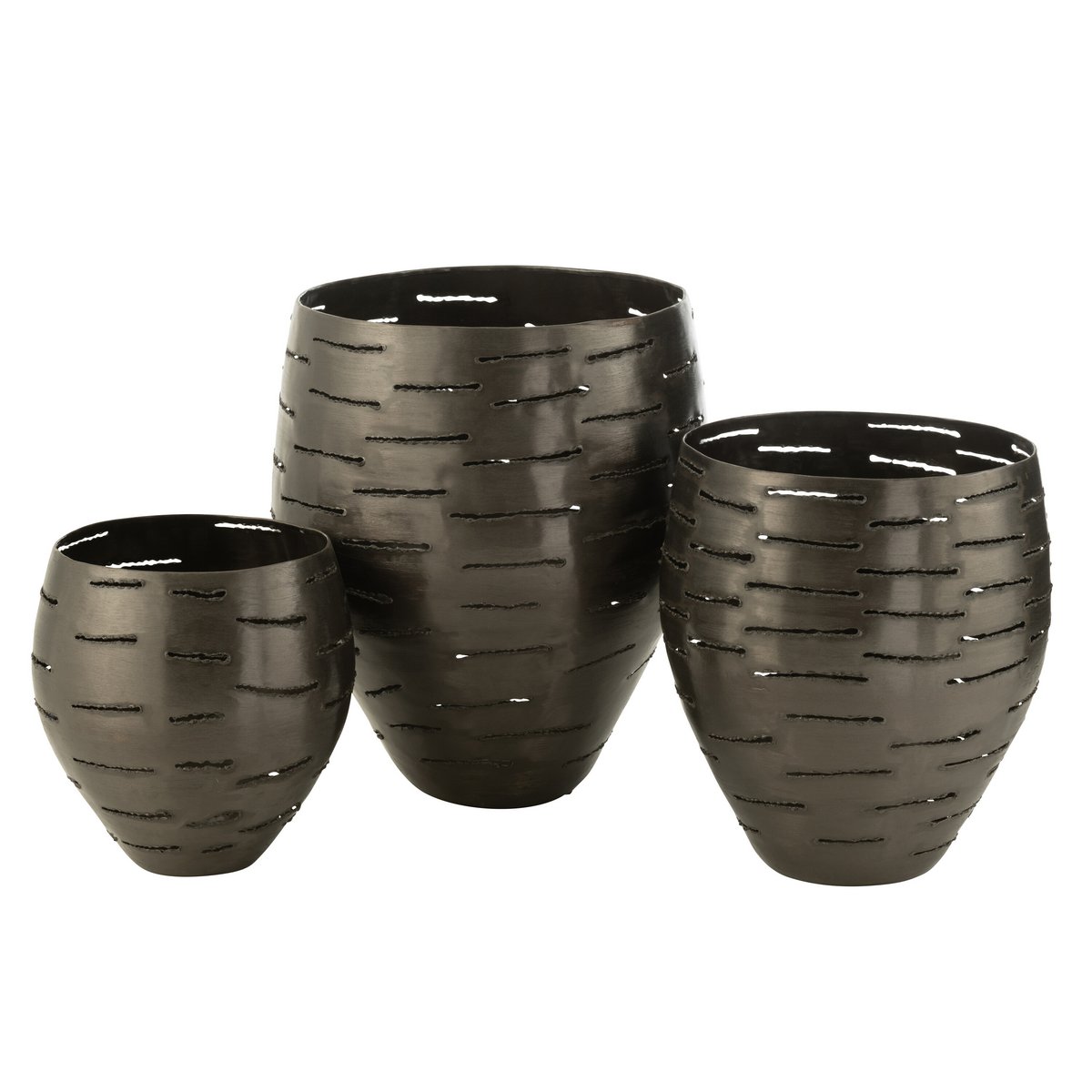 J-Line Set mit 3 Laternen aus Metall, Schwarz