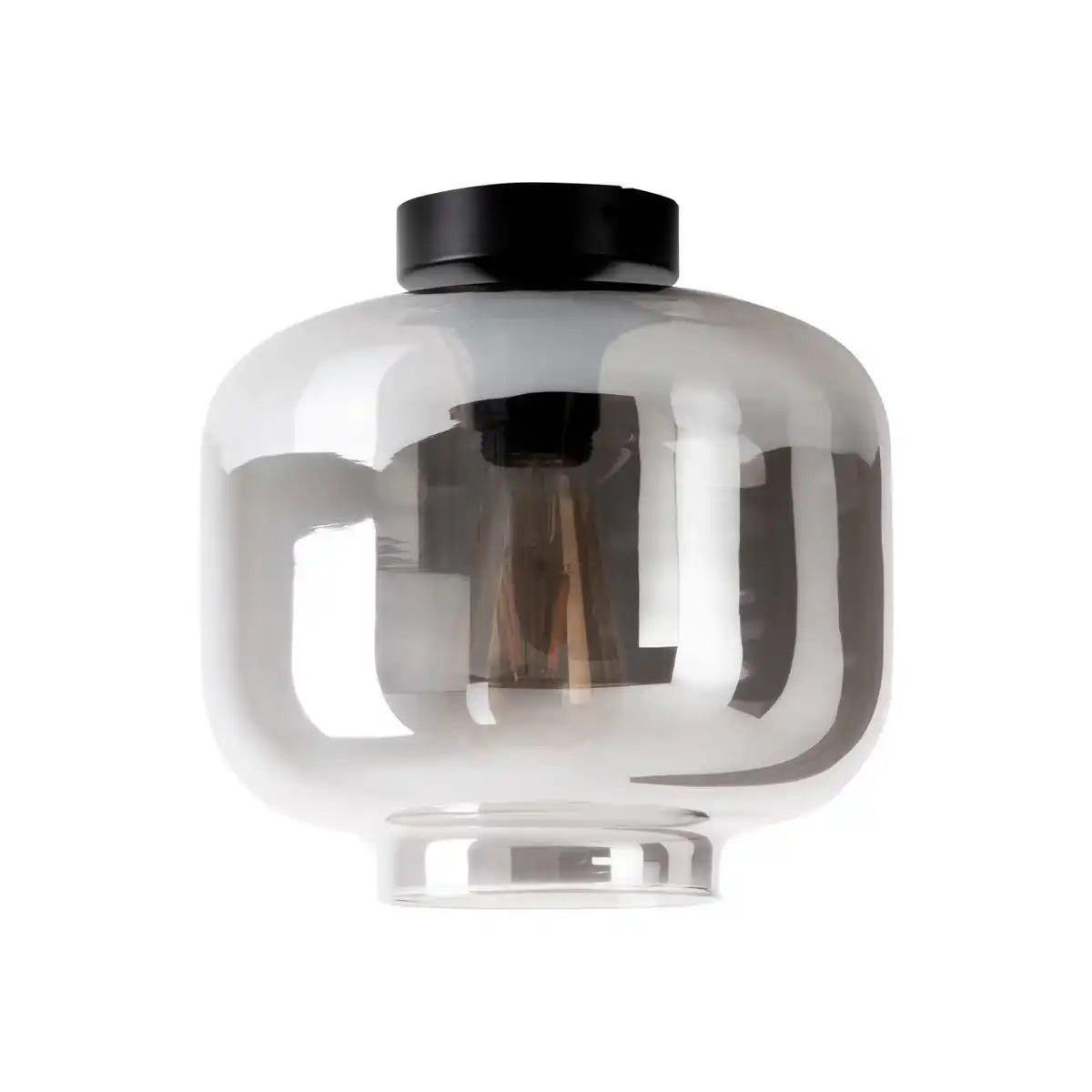 Deckenleuchte "VASO", Retro, Deckenlampe, Metall und Rauchglas in Anthrazit, E27-Fassung, für Esszimmer, Wohnzimmer, Diele oder Büro, mit einem Øvon 25 cm