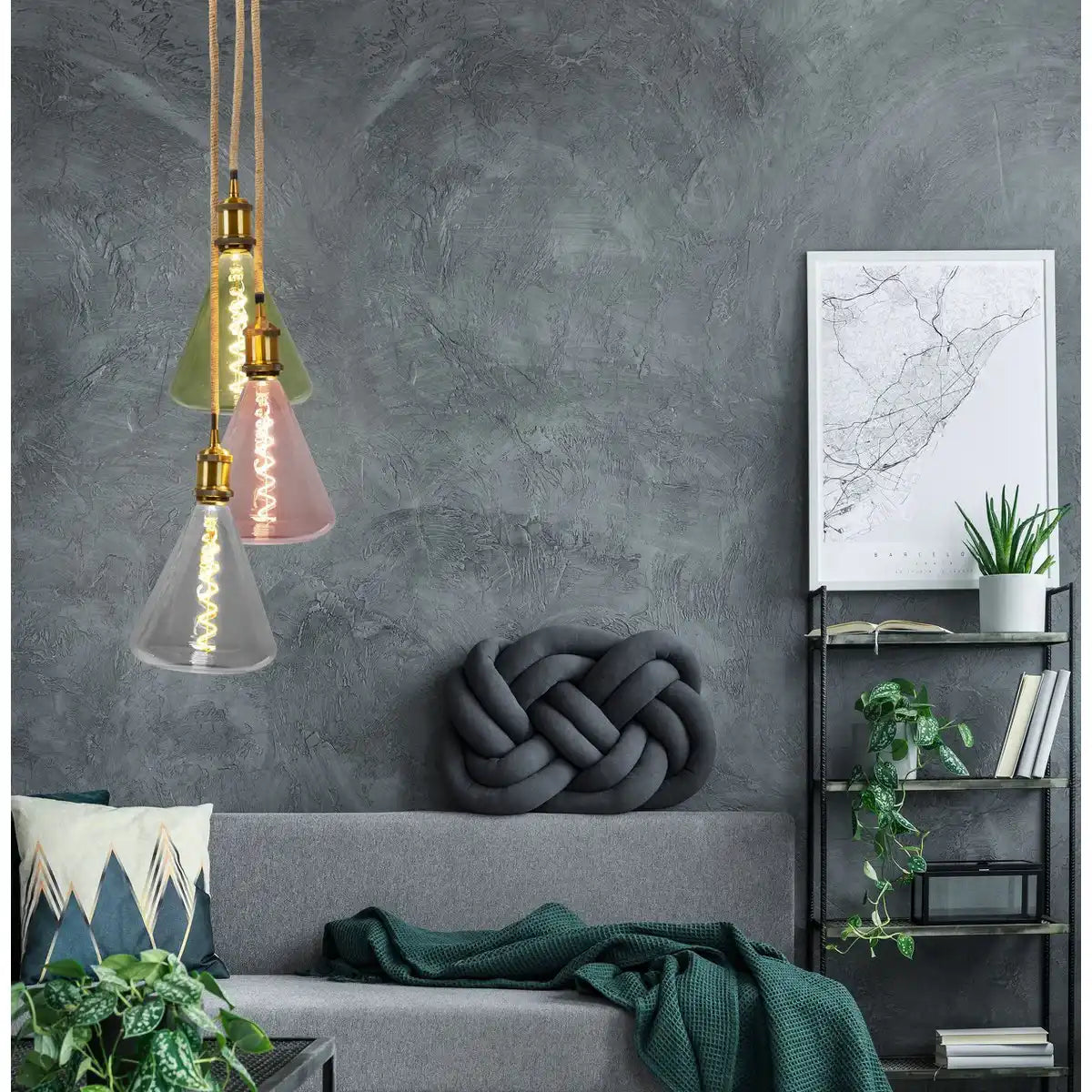 LED Leuchtmittel "DILLY" E27-Fassung 4 Watt, Metall und Glas in Grau