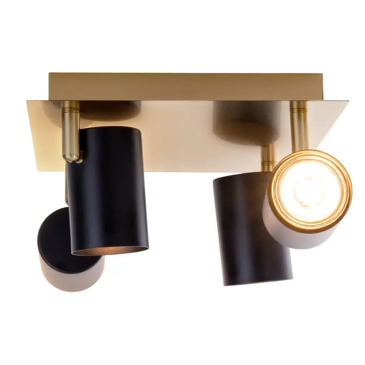 4er Wand- und Deckenleuchten "FRIDA" in Metall schwarz / Gold, Deckenstrahler, GU10, Deckenlampe für Esszimmer, Wohnzimmer, Diele oder Büro, 22 x 22 cm