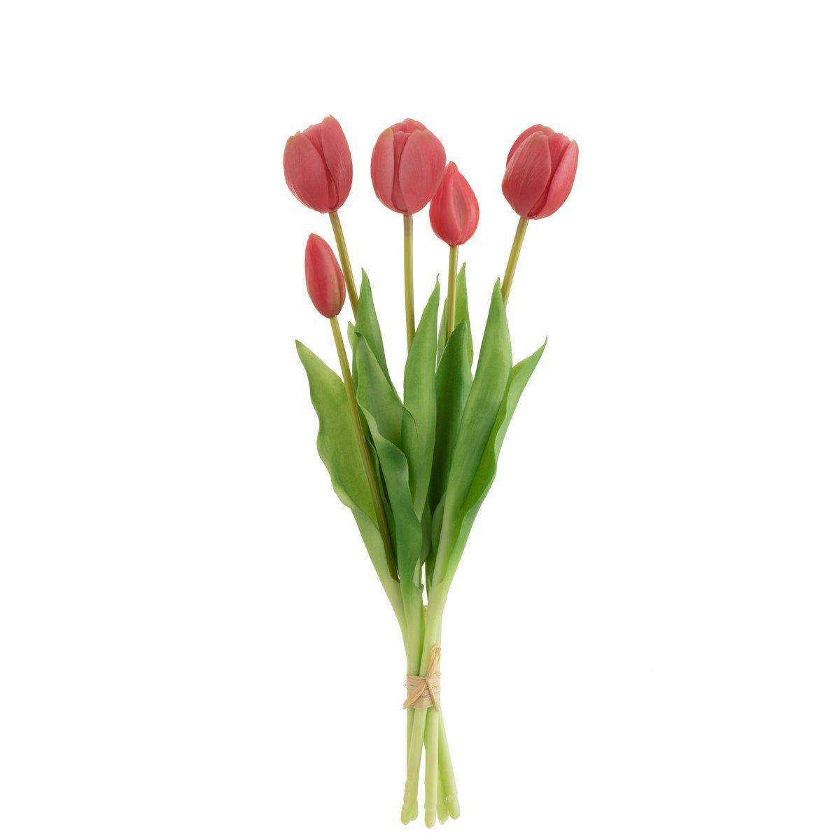 J-Line Blumenstrauß aus Tulpen, 5 Stück, PU, hellrosa, mittelgroß