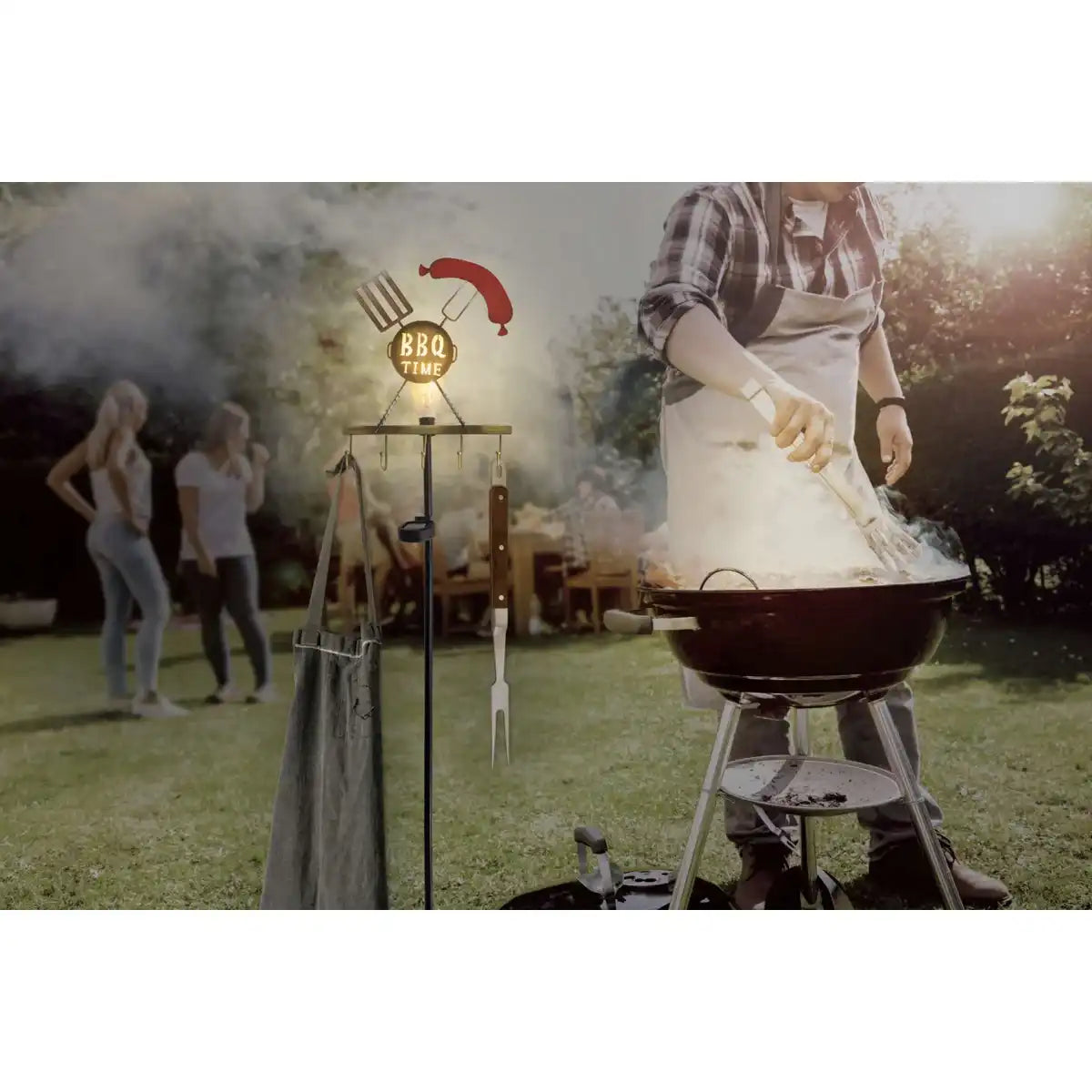 LED-Solar Erdspieß h: 130cm (BBQ) , für Außen, Erdspieß aus Metall und Kunststoff in Rost, mit integrierter LED