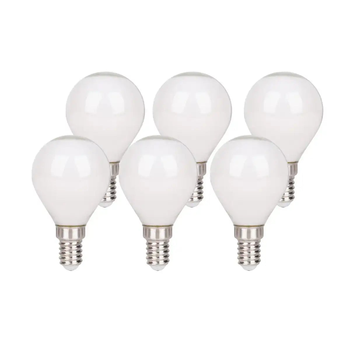 6er-Set LED Leuchtmittel mit E14-Fassung, Birnenform 4 Watt, aus Metall und Glas, milchig