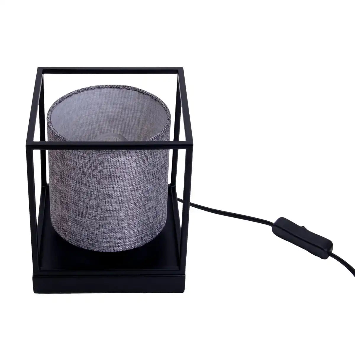 Tischleuchte "BETA" grau aus Metall mit Stoffschirm in grau, mit E14-Fassung, Lampe für Wohnzimmer, Esszimmer, Flur und Büro, 15 x 15 x 17 cm