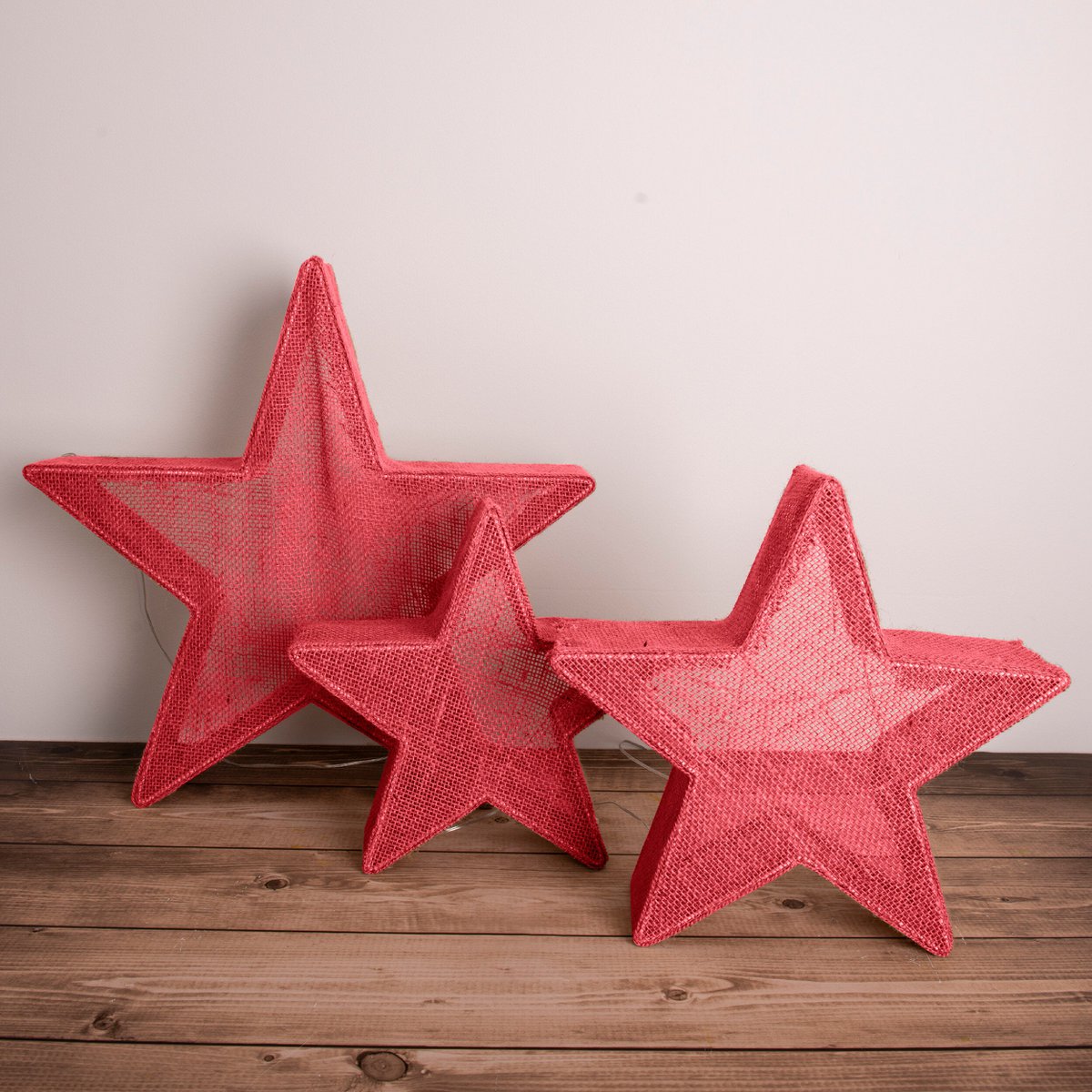 3er-Set LED-Deko-Weihnachtssterne rot